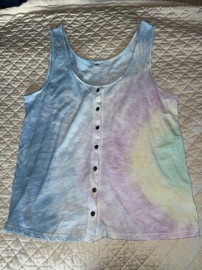 Old Navy Pastel Tie-Dye Button Front Tank Top L